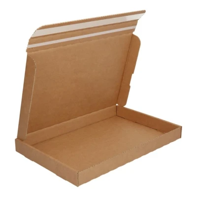 Afbeelding van 100x Brievenbusdoos A5+ bruin met bovenklep en plak scheurstrip 255 x 170 25 mm E golf (± 1,5 mm) Karton Universele verzenddozen
