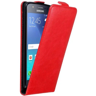 Afbeelding van Cadorabo Hoesje geschikt voor Samsung Galaxy J5 2015 in APPEL ROOD Beschermhoes Flip Case Cover magnetische sluiting
