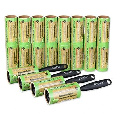 Afbeelding van Schramm® 20 stuks pluisrollen rollen van elk 60 vellen incl. 2 plastic dispensers Vuilnisborstel pakje