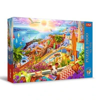 Afbeelding van Trefl Premium Plus Quality Puzzle Tea Time: Met een bezoek aan Santorini 1000 stukjes, Serie geschilderde nostalgische afbeeldingen, voor volwassenen en kinderen vanaf 12 jaar