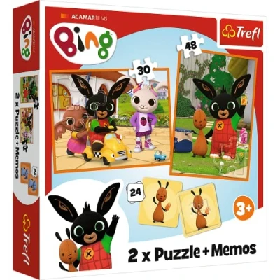 Afbeelding van Trefl Bing With Friends 3in1: 2x Puzzel + Geheugenspel, Met Sprookjesfiguren, 30 en 48 Elementen, Verschillende Moeilijkheidsgraden, 24 Memo&#039;s, Leuk voor Kinderen Vanaf 3 Jaar