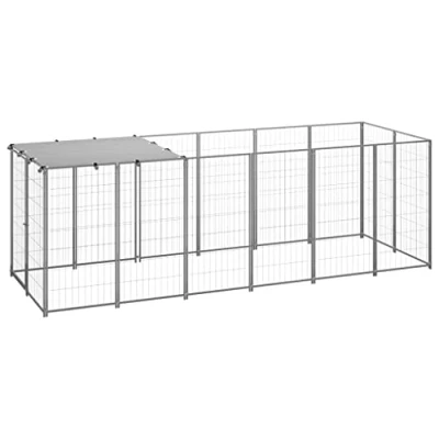 Afbeelding van vidaXL Hondenkennel 330x110x110 cm staal zilverkleurig