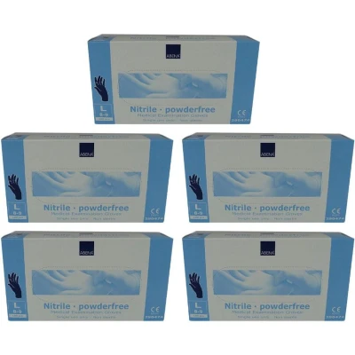 Afbeelding van 5x Abena Nitril Handschoenen poedervrij Maat M blauw 100st bundel/set/pakket