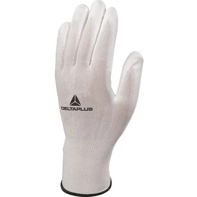 Afbeelding van Delta Plus DPVE702P09 polyester fijne gebreide handschoen, handpalm PU, wit, T9,1 paar