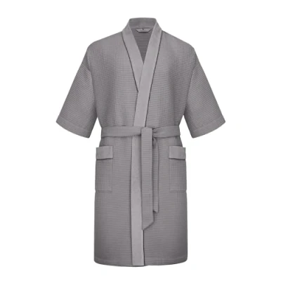 Afbeelding van Revise RE 521 Kimono, herenbadjas, 100% katoen, wafelpiqué, grijs, XL