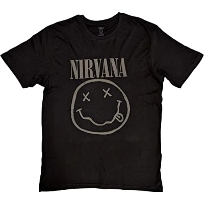 Afbeelding van Nirvana Black Happy Face Heren T shirt 2XL Zwart
