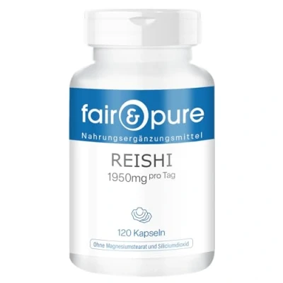 Afbeelding van Fair &amp; Pure® Reishi capsules 650mg (Ganoderma lucidum) hoge dosering vegan 120