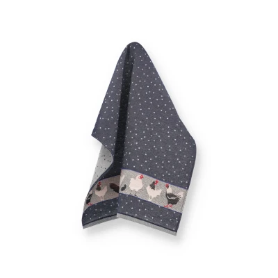 Afbeelding van Bunzlau Castle Theedoek Chickens Donkerblauw