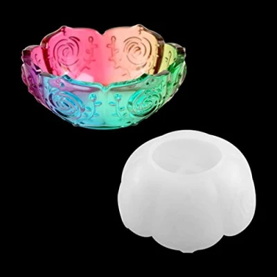 Afbeelding van DIYBravo siliconen vorm epoxyhars kaarsenhouder lotuspatroon hars kom bloempot doos voor doe het zelf decoratie epoxy mal kaarshouder