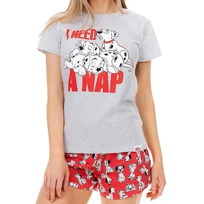 Afbeelding van Disney 101 Dalmatians Pyjamas Korte Katoenen Pyjama Voor Vrouwen Grijs Large