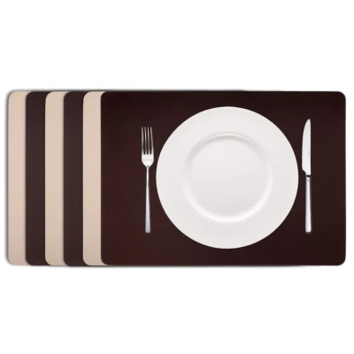 Afbeelding van Cookinglife Placemats Vegan leer Bruin / Zand dubbelzijdig 46 x 33 cm 6 Stuks