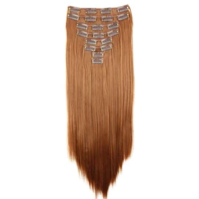 Afbeelding van CAISHA XXL 50cm 8 Delige Set CLIP IN EXTENSIONS Haarextensies Haarstukje Glad Middenbruin CES108