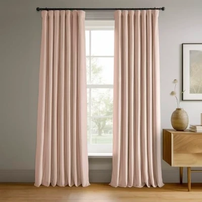 Afbeelding van HPD Half Price Drapes VPCH P Signature verduisterende fluwelen gordijn (1 paneel), 50 X 96, Rosey Dawn