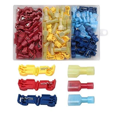 Afbeelding van YIXISI 120 Stuks T Tap Elektrische Draad Connectoren (60 Paar), Assortiment Kit met Snelle Splitsing Zelfstrippende Draadterminals Nylon Volledig GeïSoleerde Mannelijke Spade Snelkoppeling