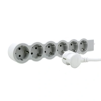 Afbeelding van LEGRAND, Platte stekkerdoos, 6 voudig stopcontact, meervoudige 3 meter kabellengte, ultrawit/grijs, 694565