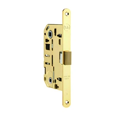 Afbeelding van Yale Insteekslot met sleutel, rijbewijs voor houten deuren Silenthya Y52MK105000, messing gepolijst, magneetsluiting, ronde randen, ingang 50 mm, asafstand 90 mm