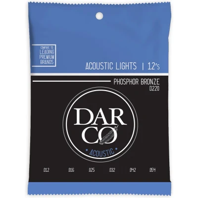 Afbeelding van Darco Acoustic D220 Lights 92/8 Phosphor Bronze 12 54 snarenset voor westerngitaar