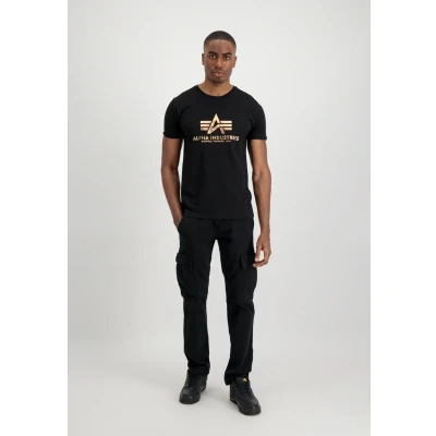 Afbeelding van Alpha Industries Basic Print Tshirt print, Heren, Maat: Small, Black gold