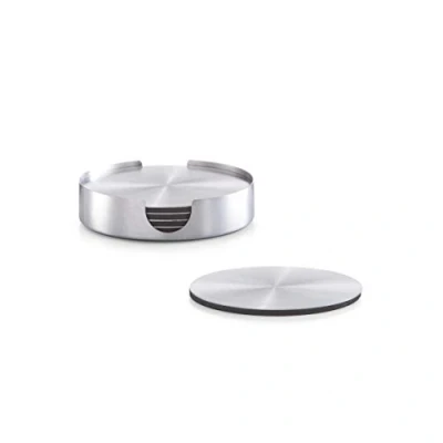 Afbeelding van Zeller 27239 glasonderzetterset, 7 delig, roestvrij staal, ca. Ø 10 cm, onderzetter rond met houder