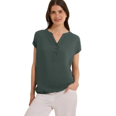 Afbeelding van Cecil Kurzarm UNI Blouse, Dames, Maat: XS, Grün