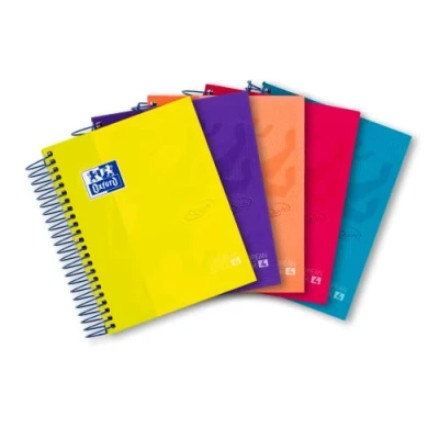 Afbeelding van Oxford 400088285 Notitieblok klein, A6 spiraal notitieboek, 120 vellen, geruit, 5 stuks,Gesorteerd