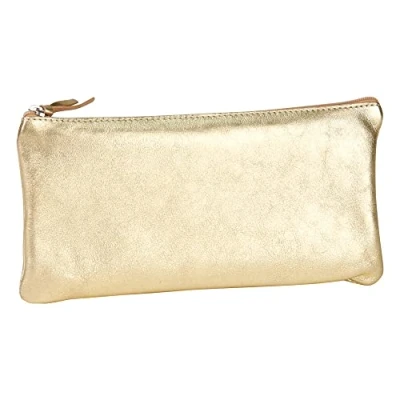 Afbeelding van Clairefontaine 8705C pennenetui (met parelmoer effect plat, 22 x 11 cm, praktisch en robuust, van leer) 1 stuk goud