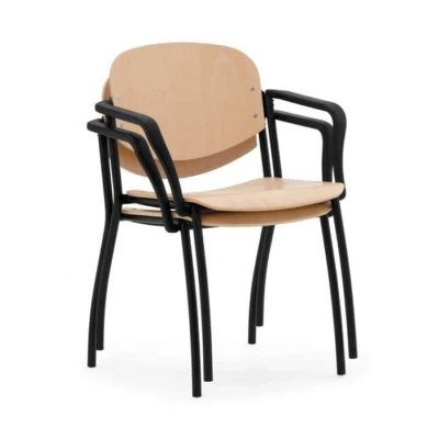Afbeelding van Vergaderstoel Ruby kleur Houtkleur materiaal Hout Met armleuningen framekleur Zwart (RAL9011)