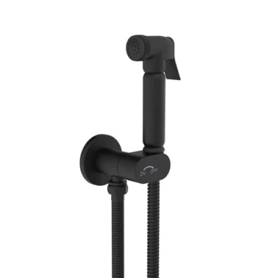 Afbeelding van SOHO Design WC/bidet handdouche complete set met afsluitventiel zwart mat