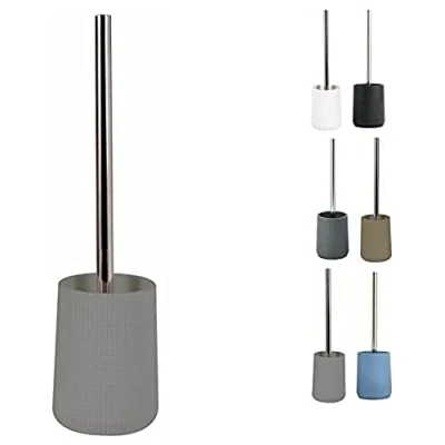 Afbeelding van MSV Toilet/wc borstel houder kunststeen/metaal lichtgrijs 35 cm Toiletborstels