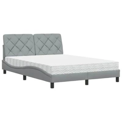Afbeelding van vidaXL Bed met matras stof lichtgrijs 140x200 cm