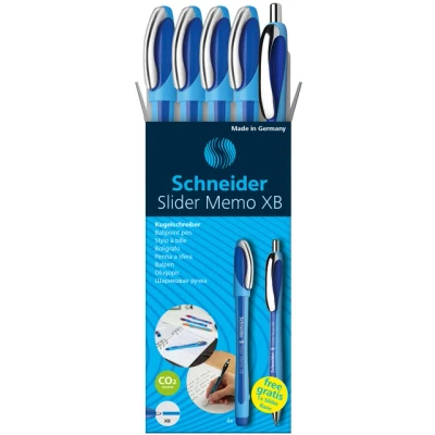 Afbeelding van Balpen Schneider Memo XB blauw 4st. + 1x Gratis Slider Rave in e