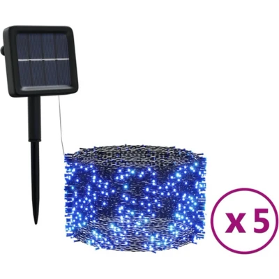 Afbeelding van 5 st Lichtslinger met 200 LED&#039;s solar binnen/buiten blauw