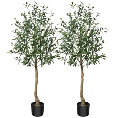 Afbeelding van CROSOFMI kunstmatige olijfboomplant, 120 cm, zijdeboom, in vorm gesnoeid, perfecte kunstplanten pot voor binnen, buiten, thuis, kantoor, tuin, moderne decoratie, inwijden van een huis