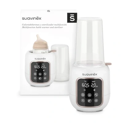 Afbeelding van Suavinex, 2 in 1 flessenwarmer en sterilisator, steriliseert flesjes fopspeen, opwarmen ontdooien van flessen, moedermelk dranken, met snelmodus automatische uitschakeling, eenvoudig te