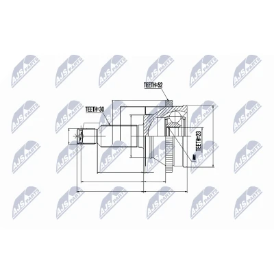 Afbeelding van Homokineet reparatie set, aandrijfas NTY NPZ HY 513