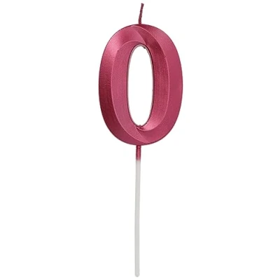Afbeelding van Folat Kaars cijfer 0 glamour roze metallic 7 cm
