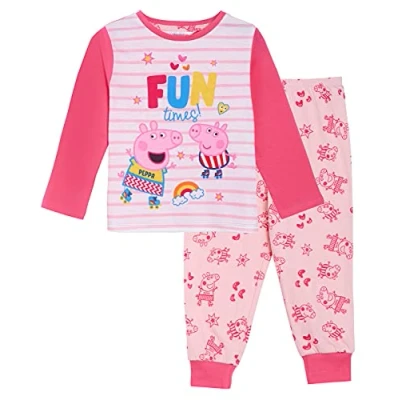 Afbeelding van Peppa Pig Meisjes pyjama Kids Classic Pink volledige lengte katoen lange set, roze, 3 4 jaar