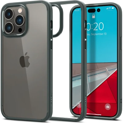 Afbeelding van Apple iPhone 14 Pro Hoesje Kunststof Spigen Hardcase/Backcover Groen Telefoonhoesje Shockproof/Valbescherming