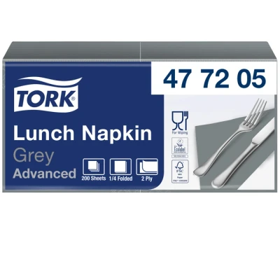 Afbeelding van Tork Lunchservet 33x33cm 2 laags 1/4 vouw 10x200 grijs