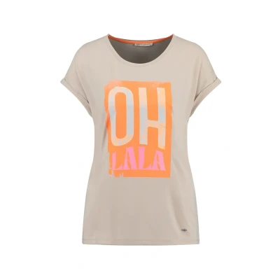 Afbeelding van Key Largo Ohlala Round Tshirt print, Dames, Maat: Large, Beige