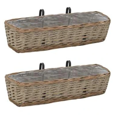 Afbeelding van Balkonbakken 2 st 60 cm wicker met PE voering