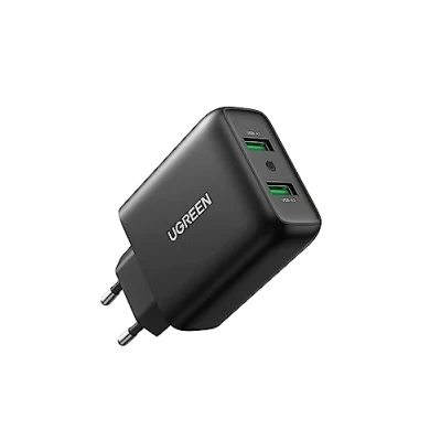 Afbeelding van UGREEN 18W+18W USB Oplader Quick Charge 3.0 2 Port Oplaadadadapter Power Bank Compatibel met Galaxy S10 S9 S8 A53 A51 A50 A40 A20 M20, Xperia 10, Redmi Note Huawei P30 lite etc.