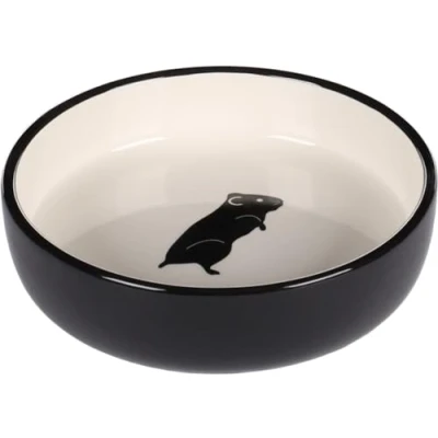 Afbeelding van Flamingo Nala Eet En Drinkpot Knaagdier Eetpot Cavia Keramisch Zwart Wit Rond 200ml 12x3,5cm 1st 133738