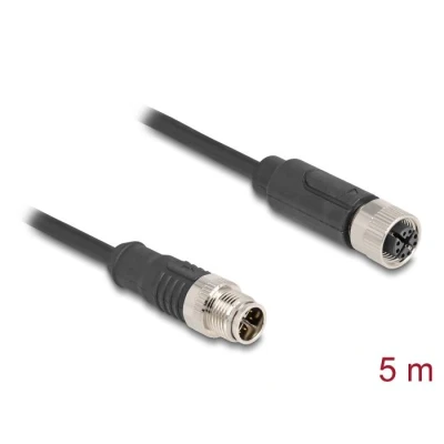 Afbeelding van Delock M12 Kabel X kodiert 8 Pin Stecker zu Buchse PVC 5 m HQ produc