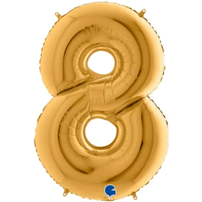 Afbeelding van Folie ballon cijfer 8 goud (100cm)