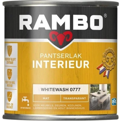 Afbeelding van Rambo Interieur Lak Transparant Mat Whitewash 0777 0,75 liter