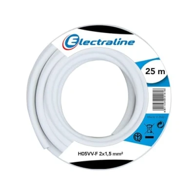 Afbeelding van Electraline 20607038J, kabelrol, H05VV F, 2 x 1,5 mm², lengte 25 m, Wit
