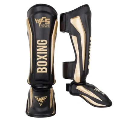 Afbeelding van Scheenbeschermers Kickboksen, Beenwreefbeschermers, Lichtgewicht Muay Thai Shin Pads, Beschermende Been Scheenbeenstootkussens, Duurzaam, Gewatteerd, Veilige pasvorm, Sparring Sok Pads om beenvoet en