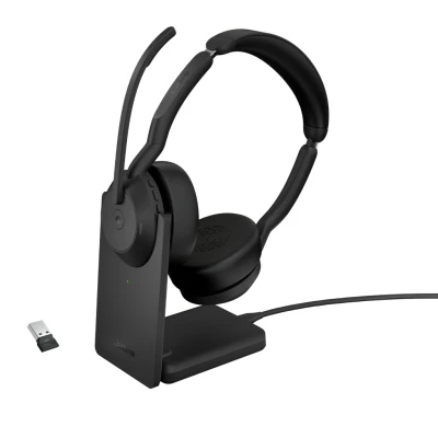 Afbeelding van Jabra Evolve2 55 MS Stereo On Ear koptelefoon Computer Bluetooth Zwart Ruisonderdrukking (microfoon), Noise Cancelling Headset, Microfoon uitschakelbaar