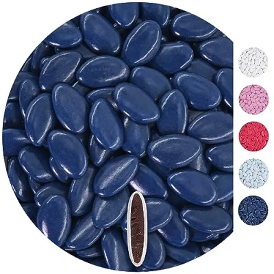 Afbeelding van EinsSein 0,5kg chocolade dragees donkerblauw bruiloft chocoladebollen choco choups omhuld confetti rokante koekjes candy bar candybar geboorte communie geschenken voor gasten dopen doop